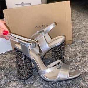 Zara heels with beaded accents
